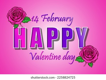 Vector illustration background with Happy typography text effect valentine day.