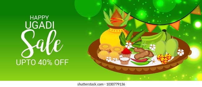 Vector illustration of a Background for Happy Ugadi(Hindu New Year).