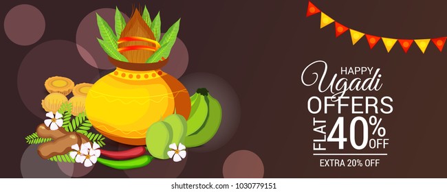 Vector illustration of a Background for Happy Ugadi(Hindu New Year).