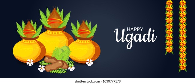 Vector illustration of a Background for Happy Ugadi(Hindu New Year).