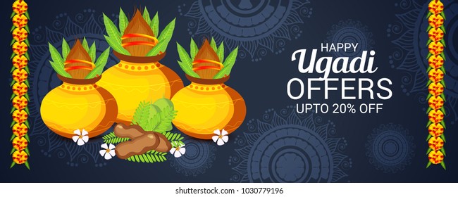Vector illustration of a Background for Happy Ugadi(Hindu New Year).