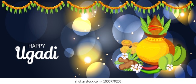Vector illustration of a Background for Happy Ugadi(Hindu New Year).