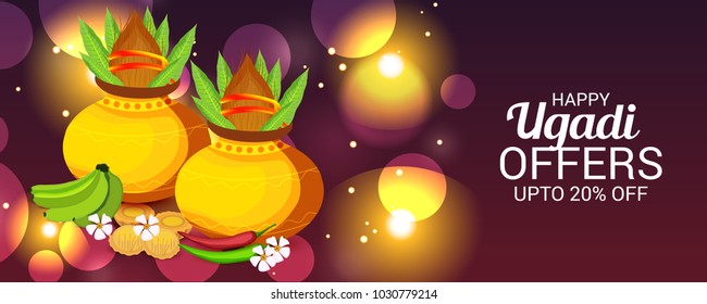 Vector illustration of a Background for Happy Ugadi(Hindu New Year).