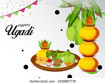 Vector illustration of a Background for Happy Ugadi(Hindu New Year).