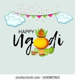 Vector illustration of a Background for Happy Ugadi(Hindu New Year).