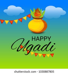 Vector illustration of a Background for Happy Ugadi(Hindu New Year).