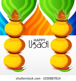 Vector illustration of a Background for Happy Ugadi(Hindu New Year).