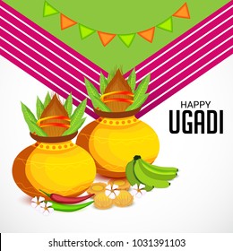 Vector illustration of a Background for Happy Ugadi(Hindu New Year).