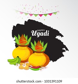 Vector illustration of a Background for Happy Ugadi(Hindu New Year).