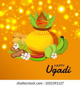 Vector illustration of a Background for Happy Ugadi(Hindu New Year).