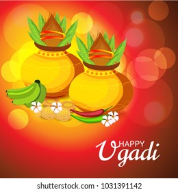 Vector illustration of a Background for Happy Ugadi(Hindu New Year).