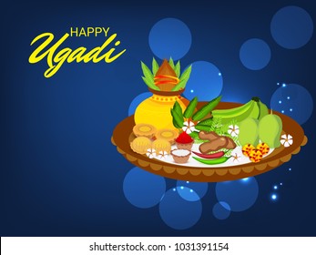Vector illustration of a Background for Happy Ugadi(Hindu New Year).