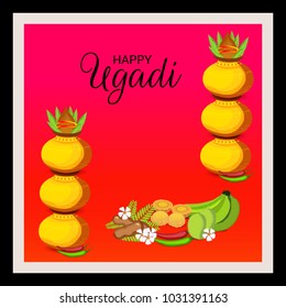 Vector illustration of a Background for Happy Ugadi(Hindu New Year).