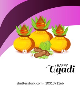 Vector illustration of a Background for Happy Ugadi(Hindu New Year).