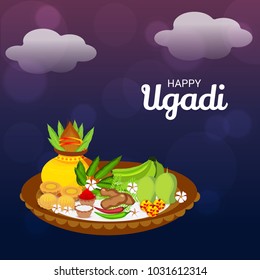 Vector illustration of a Background for Happy Ugadi(Hindu New Year).