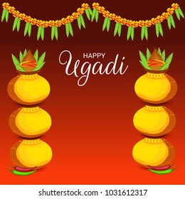 Vector illustration of a Background for Happy Ugadi(Hindu New Year).