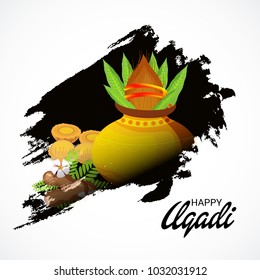 Vector illustration of a Background for Happy Ugadi(Hindu New Year).