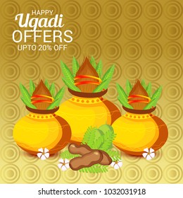 Vector illustration of a Background for Happy Ugadi(Hindu New Year).
