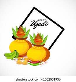 Vector illustration of a Background for Happy Ugadi(Hindu New Year).
