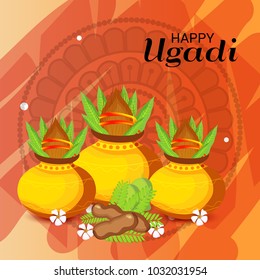 Vector illustration of a Background for Happy Ugadi(Hindu New Year).