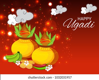 Vector illustration of a Background for Happy Ugadi(Hindu New Year).