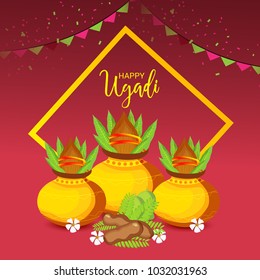 Vector illustration of a Background for Happy Ugadi(Hindu New Year).