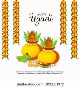 Vector illustration of a Background for Happy Ugadi(Hindu New Year).