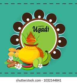 Vector illustration of a Background for Happy Ugadi(Hindu New Year).