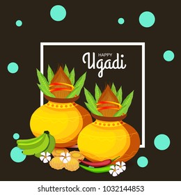 Vector illustration of a Background for Happy Ugadi(Hindu New Year).