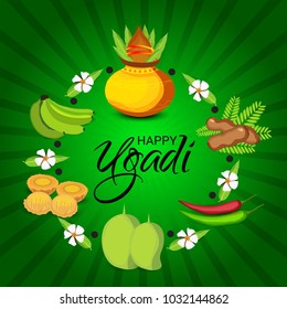 Vector illustration of a Background for Happy Ugadi(Hindu New Year).