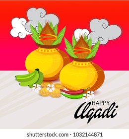 Vector illustration of a Background for Happy Ugadi(Hindu New Year).
