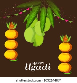 Vector illustration of a Background for Happy Ugadi(Hindu New Year).
