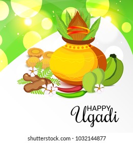 Vector illustration of a Background for Happy Ugadi(Hindu New Year).