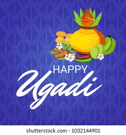 Vector illustration of a Background for Happy Ugadi(Hindu New Year).