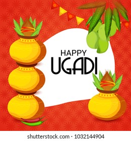 Vector illustration of a Background for Happy Ugadi(Hindu New Year).