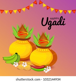 Vector illustration of a Background for Happy Ugadi(Hindu New Year).