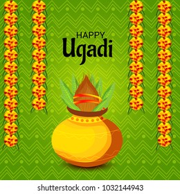 Vector illustration of a Background for Happy Ugadi(Hindu New Year).