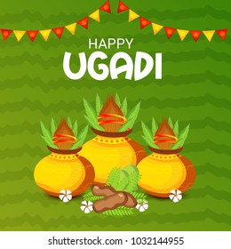 Vector illustration of a Background for Happy Ugadi(Hindu New Year).