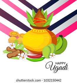Vector illustration of a Background for Happy Ugadi(Hindu New Year).
