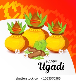 Vector illustration of a Background for Happy Ugadi(Hindu New Year).