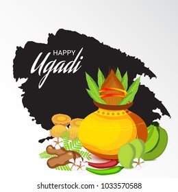 Vector illustration of a Background for Happy Ugadi(Hindu New Year).