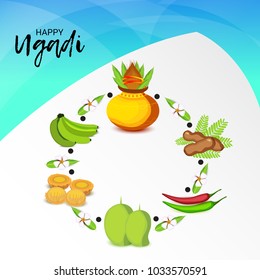 Vector illustration of a Background for Happy Ugadi(Hindu New Year).