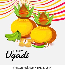 Vector illustration of a Background for Happy Ugadi(Hindu New Year).