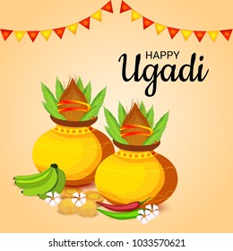 Vector illustration of a Background for Happy Ugadi(Hindu New Year).