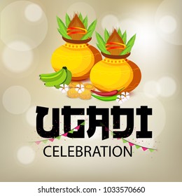 Vector illustration of a Background for Happy Ugadi(Hindu New Year).