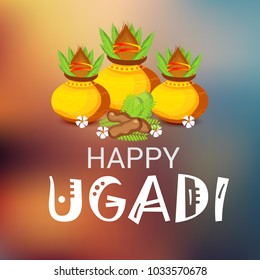 Vector illustration of a Background for Happy Ugadi(Hindu New Year).
