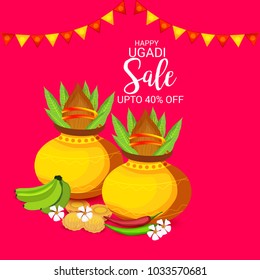 Vector illustration of a Background for Happy Ugadi(Hindu New Year).