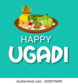 Vector illustration of a Background for Happy Ugadi(Hindu New Year).