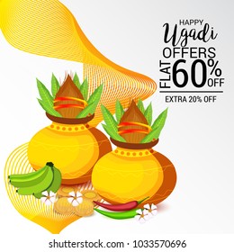 Vector illustration of a Background for Happy Ugadi(Hindu New Year).