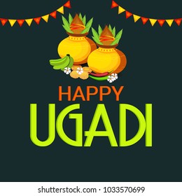 Vector illustration of a Background for Happy Ugadi(Hindu New Year).
